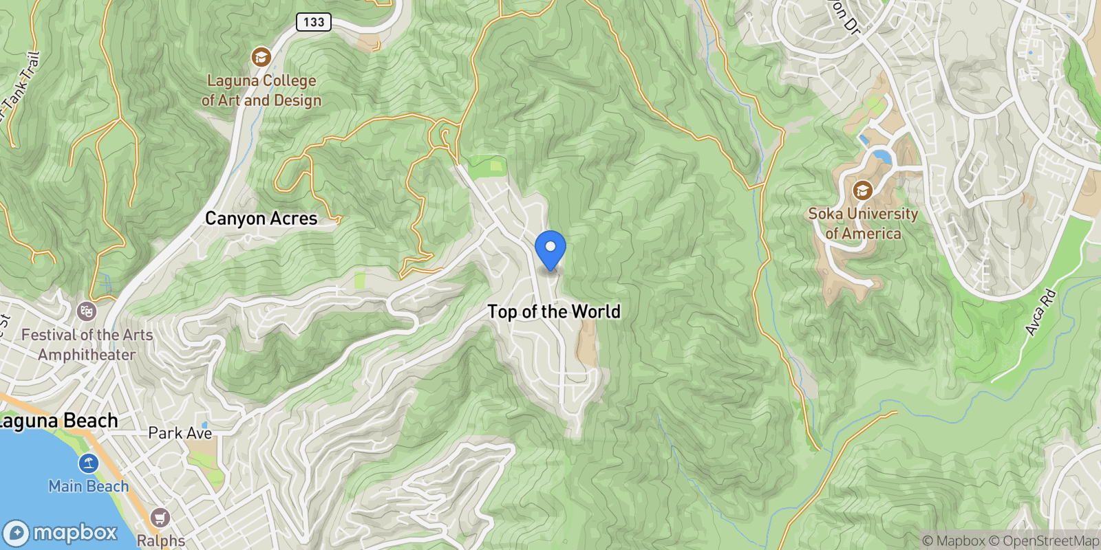 Map showing 3030 Mountain View Dr, Laguna Beach, California, United States.