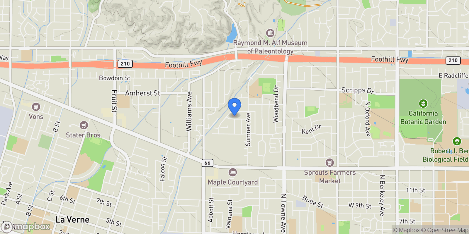 Map showing 1359 Cedarview Drive, Claremont, California, United States.