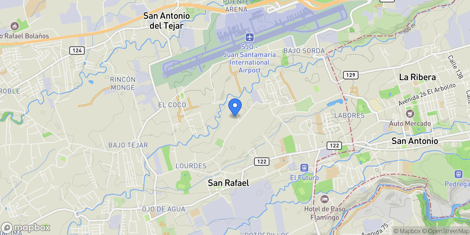 Map showing San Rafael, San Rafael, A, San Rafael, Guanacaste Province, Costa Rica.