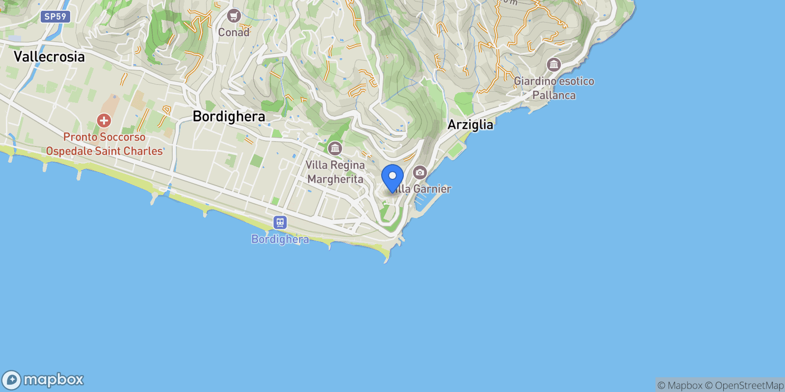 Map showing Via Al Capo, 18012 Bordighera IM, Italy, Bordighera, Liguria, Italy.