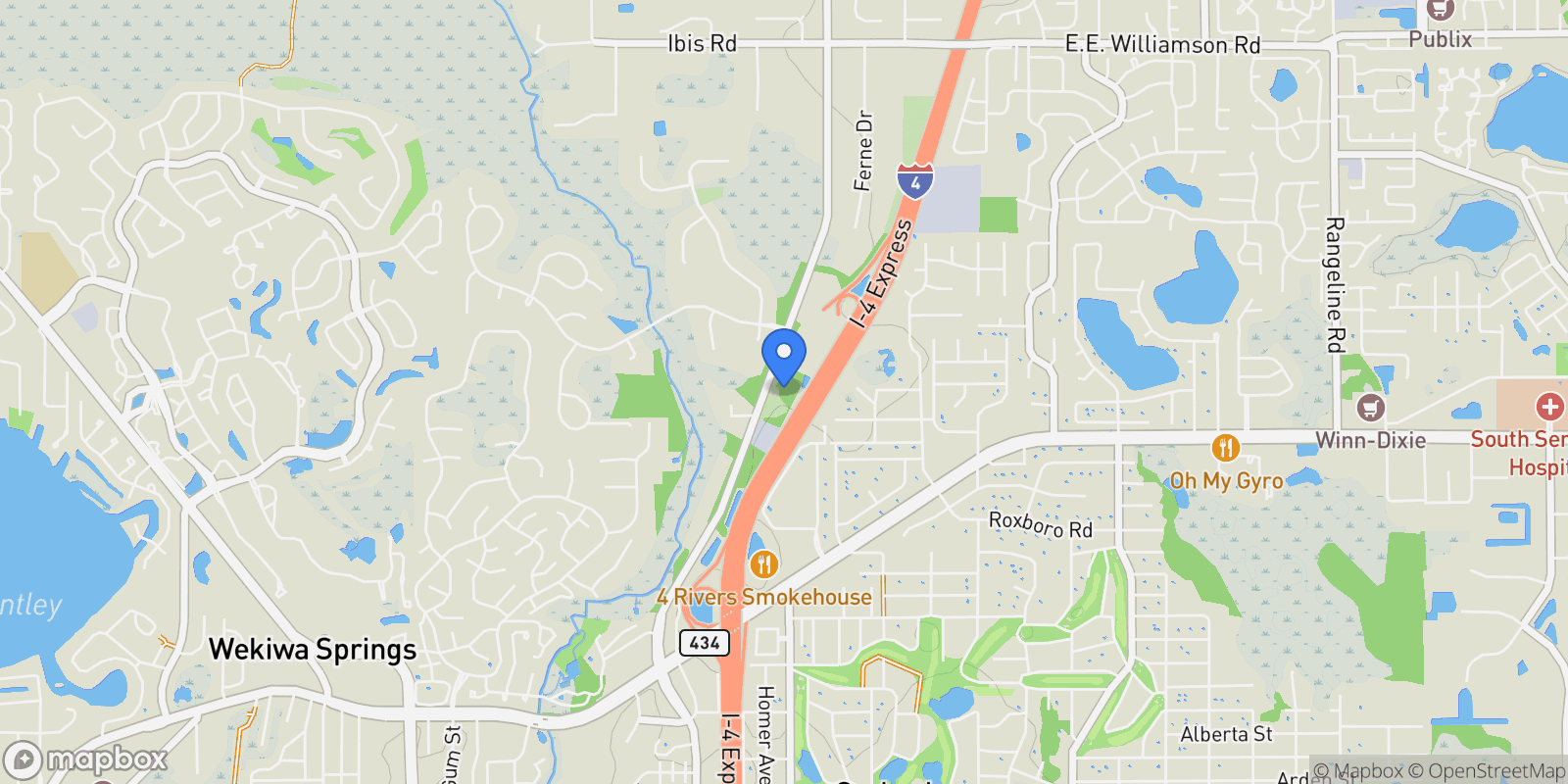 Map showing Markham Woods Road, Longwood, FL 32779, Longwood, Florida, United States.