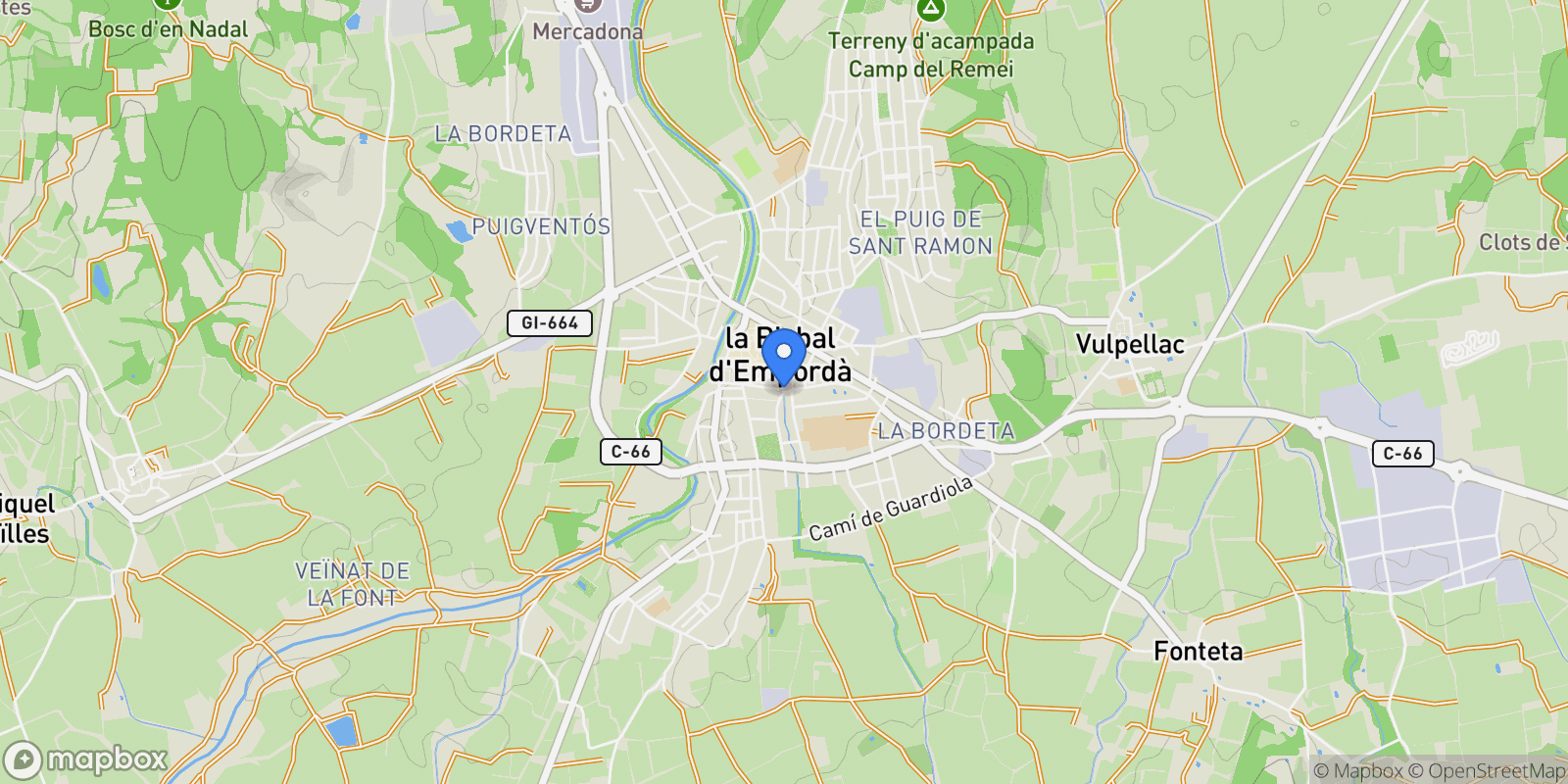 Map showing La Bisbal d'Empordà, Girona, Spain, la Bisbal d'Emporda, Catalonia, Spain.