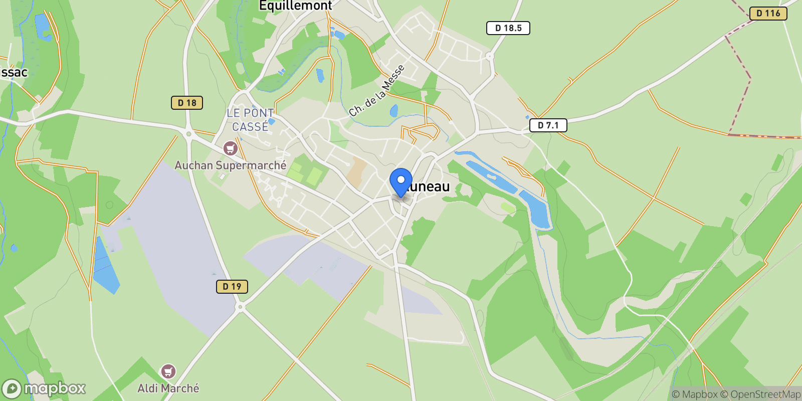 Map showing AUNEAU, F 28700, Auneau-Bleury-Saint-Symphorien, Centre-Val de Loire, France.