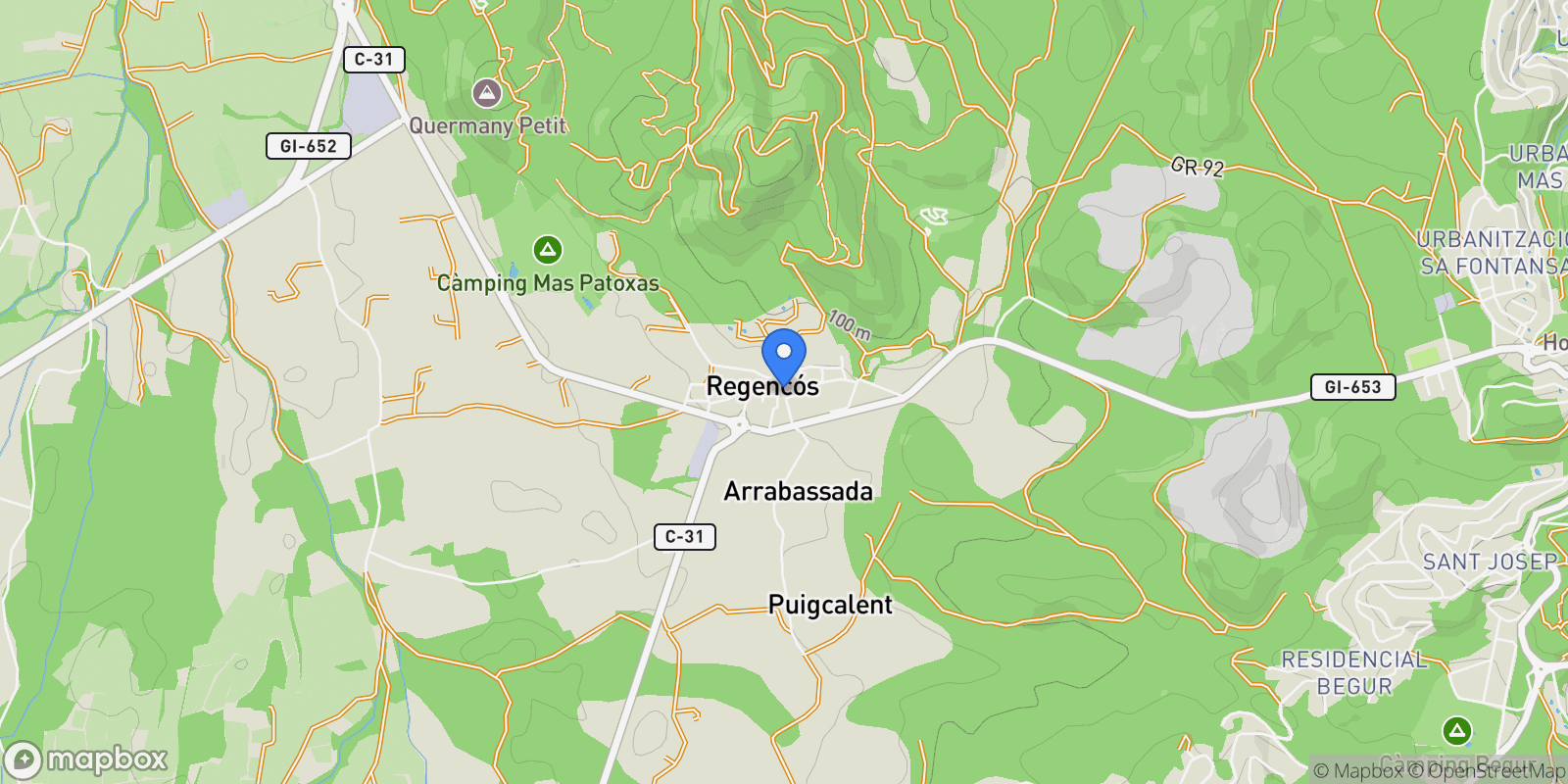 Map showing Baix Empordà Regencós MAYOR 0, Regent, Catalonia, Spain.