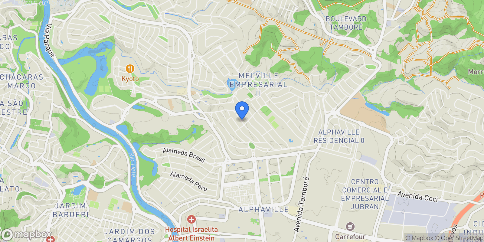 Map showing Alphaville Residencial Um, State of São Paulo, Brazil.