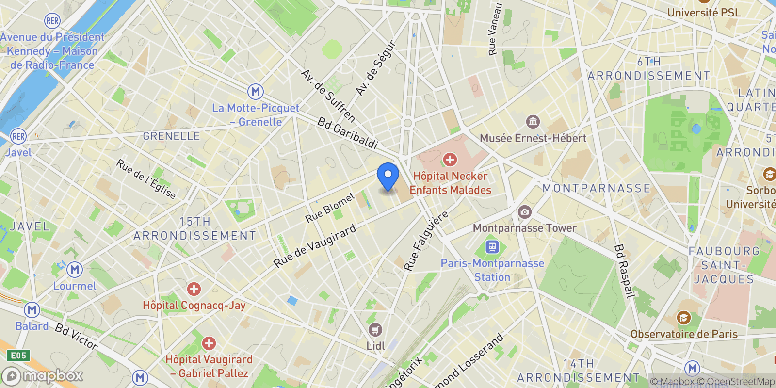 Map showing PARIS, J 75008, Paris, Île-de-France, France.