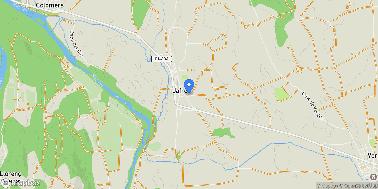Map showing Baix Empordà Jafre Afores 0, Jafre, Catalonia, Spain.