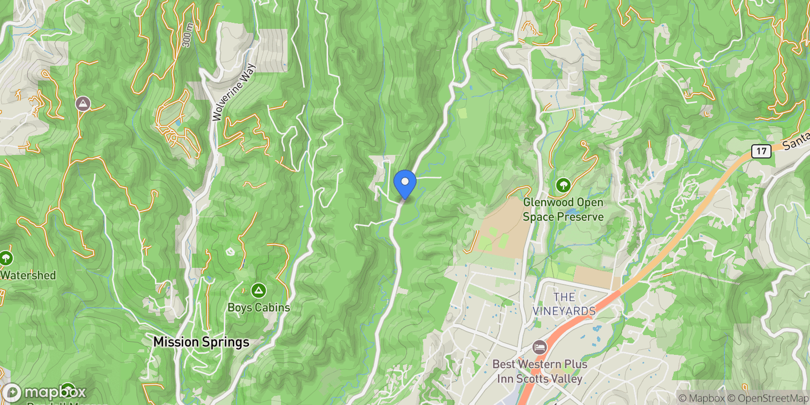 Map showing 2510 Bean Creek Road, Scotts Valley, California, United States.