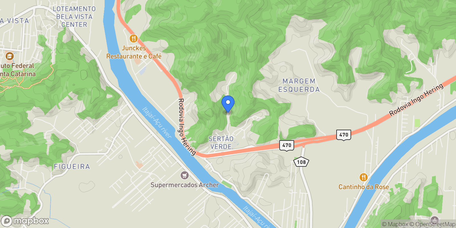 Map showing Margem Esquerda, State of Santa Catarina, Brazil.
