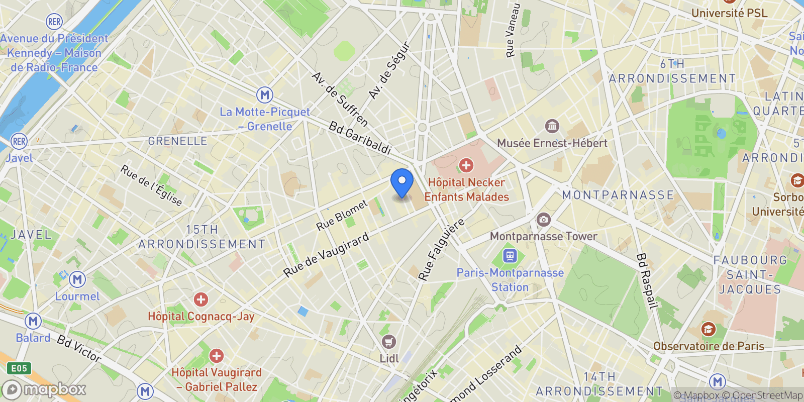 Map showing PARIS, J 75008, Paris, Île-de-France, France.