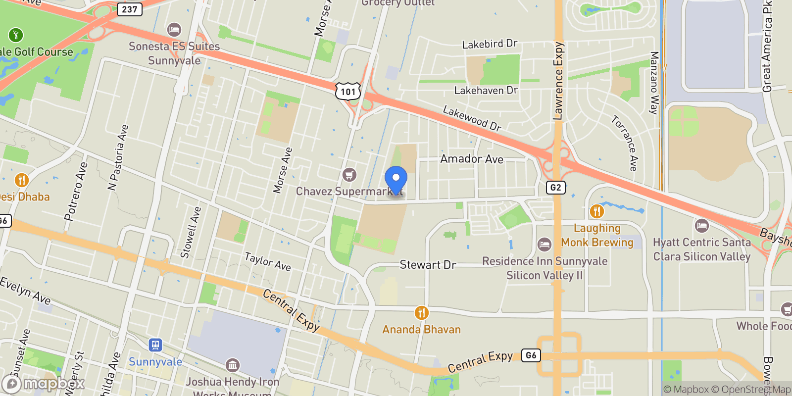 Map showing 775 E Duane Avenue, Sunnyvale, California, United States.