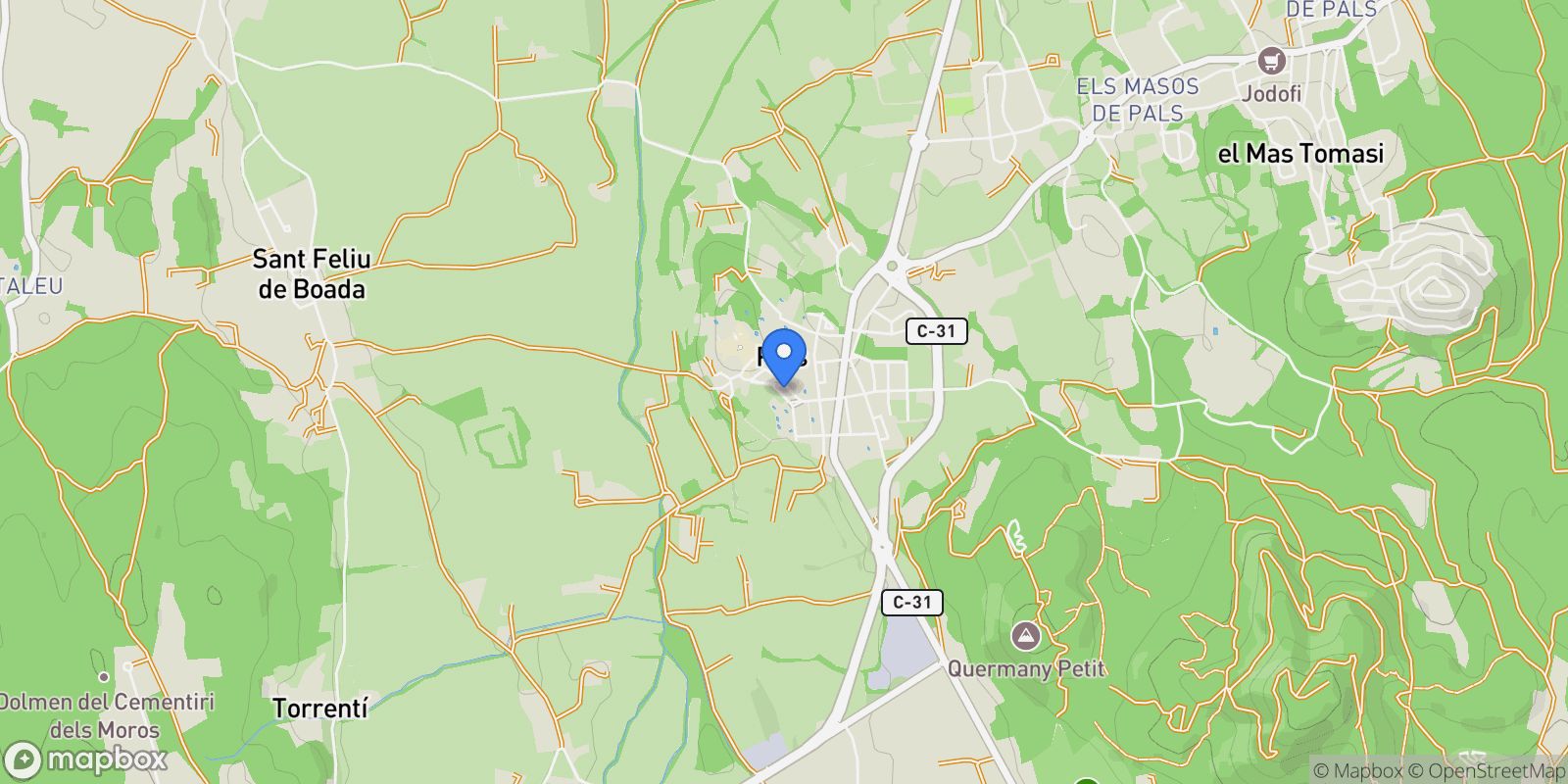 Map showing A las afueras, Pals, Catalonia, Spain.