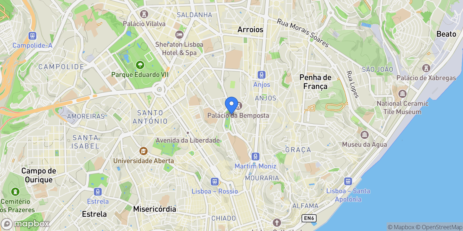 Map showing Lisboa, Lisboa, Arroios, Lisbon, Portugal.