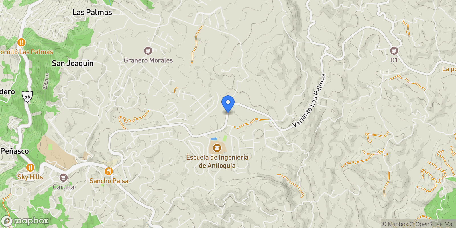 Map showing Envigado #, Vereda El Penasco, Antioquia, Colombia.
