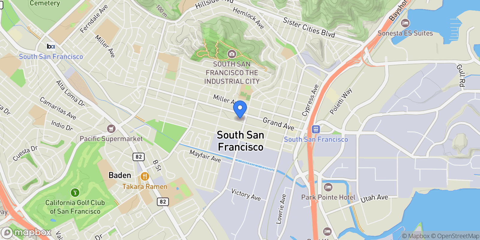 Map showing 514 Baden Avenue, South San Francisco, California, United States.