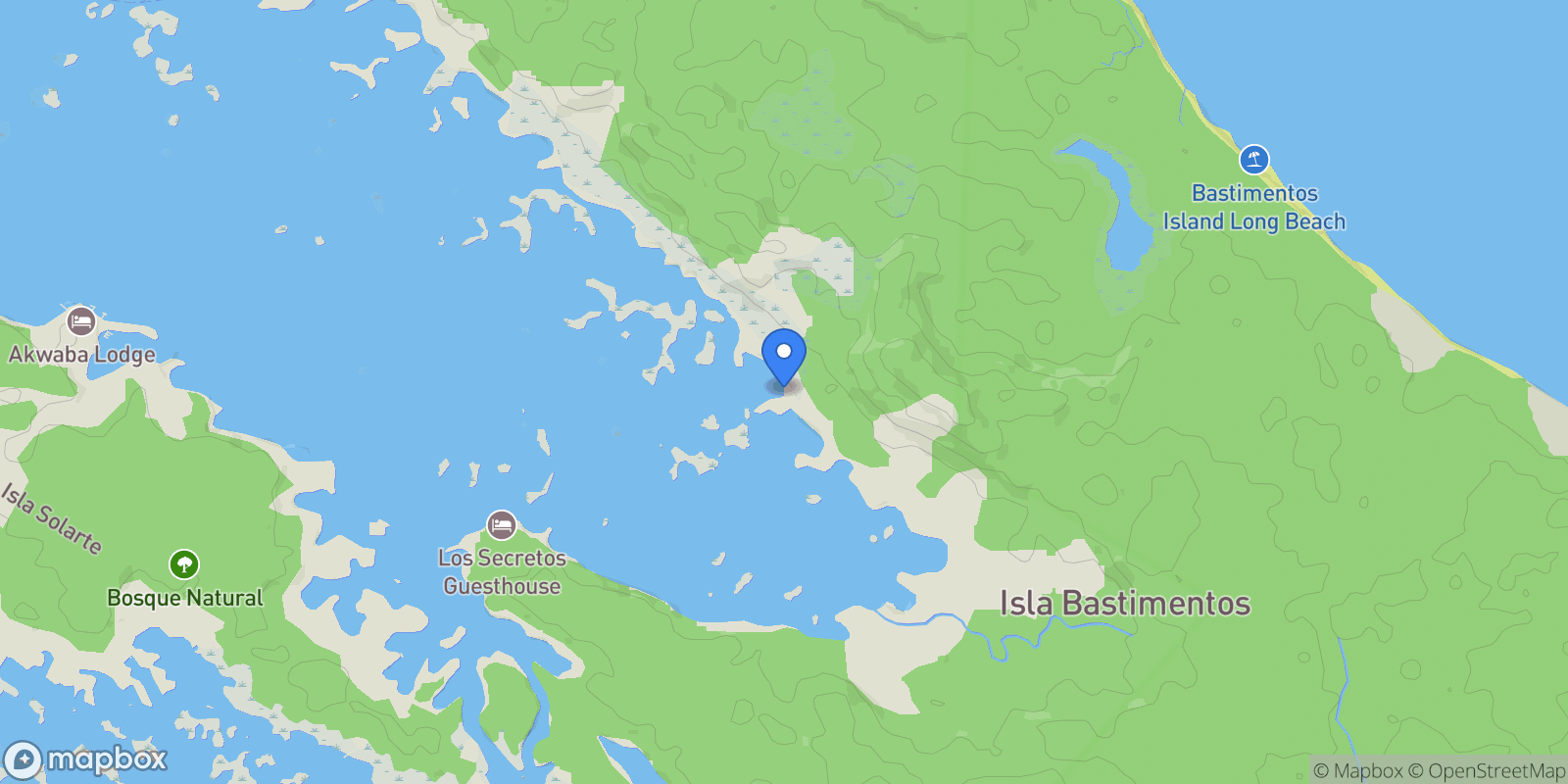 Map showing Bahía Honda, Bastimento, Provincia de Bocas del Toro, Panama, Bastimentos Island, Bocas del Toro Province, Panama.