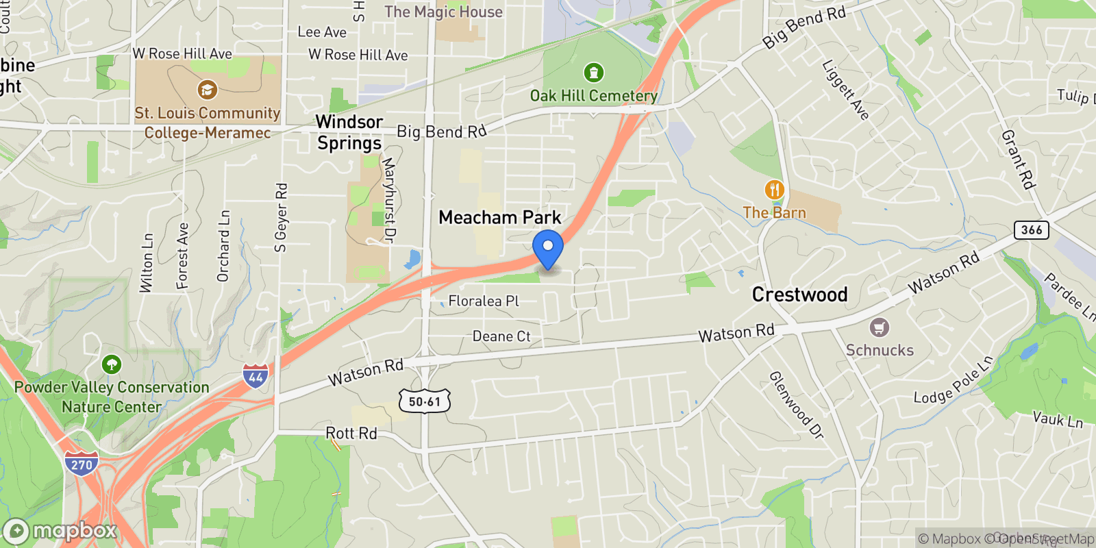 Map showing 408 Spears Street, Concord, Missouri, United States.