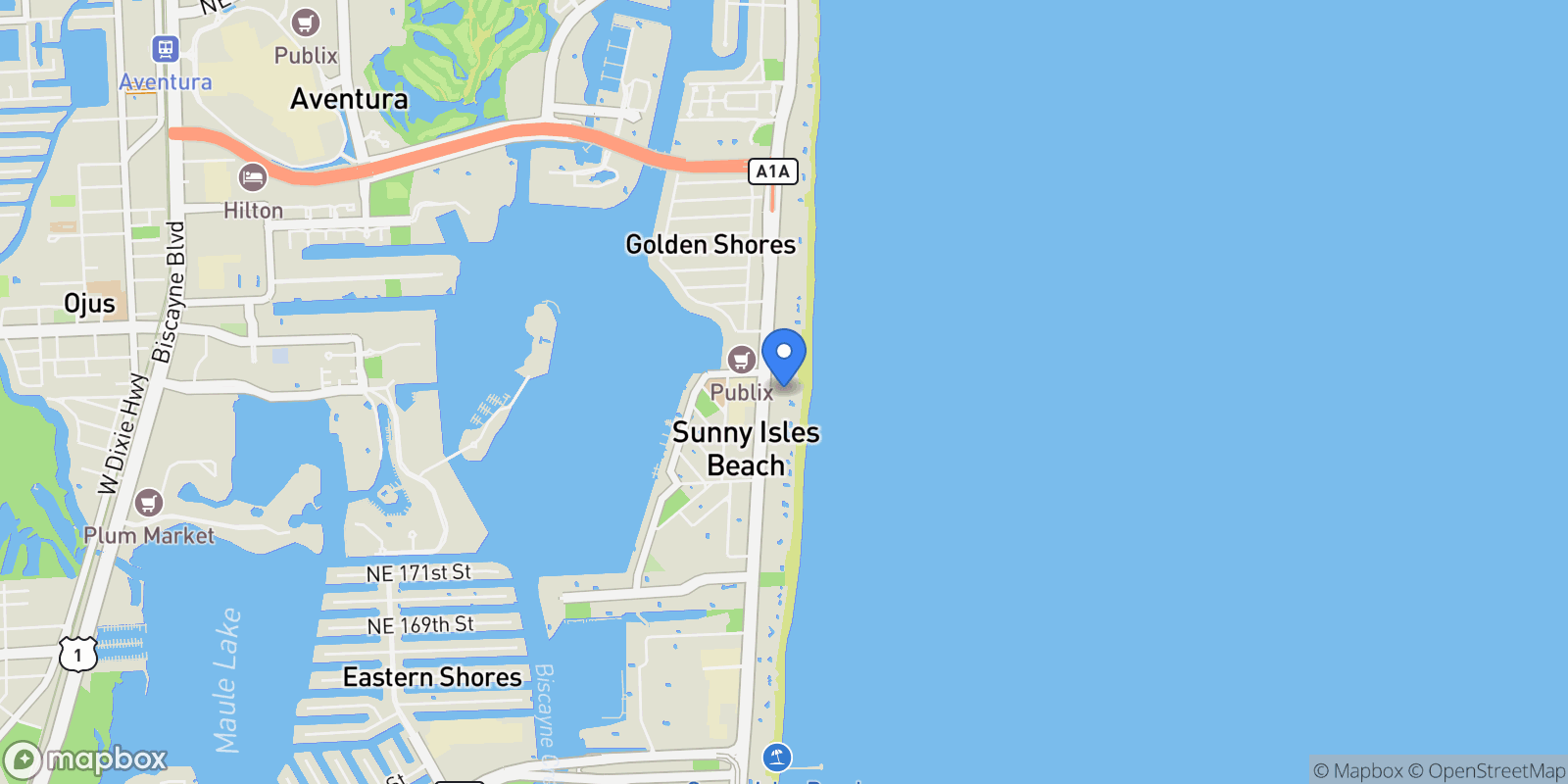 Map showing 18201 Collins Ave 709, Golden Beach, Florida, United States.