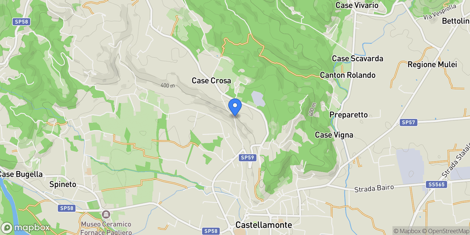 Map showing Strada della Crosa 6, Castellamonte, Piedmont, Italy.