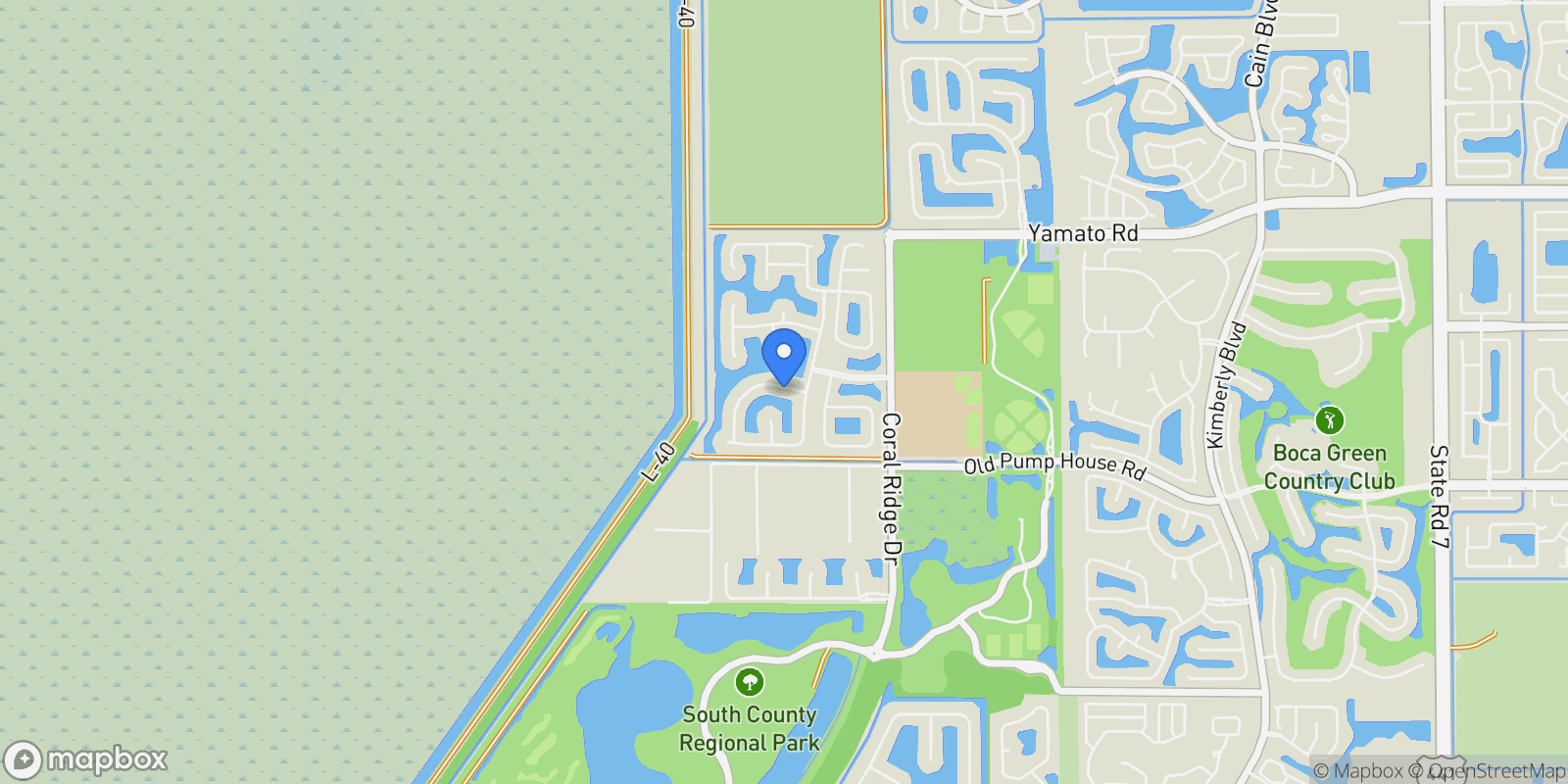 Map showing 11750 Bayfield Dr, Boca Raton, Florida, United States.