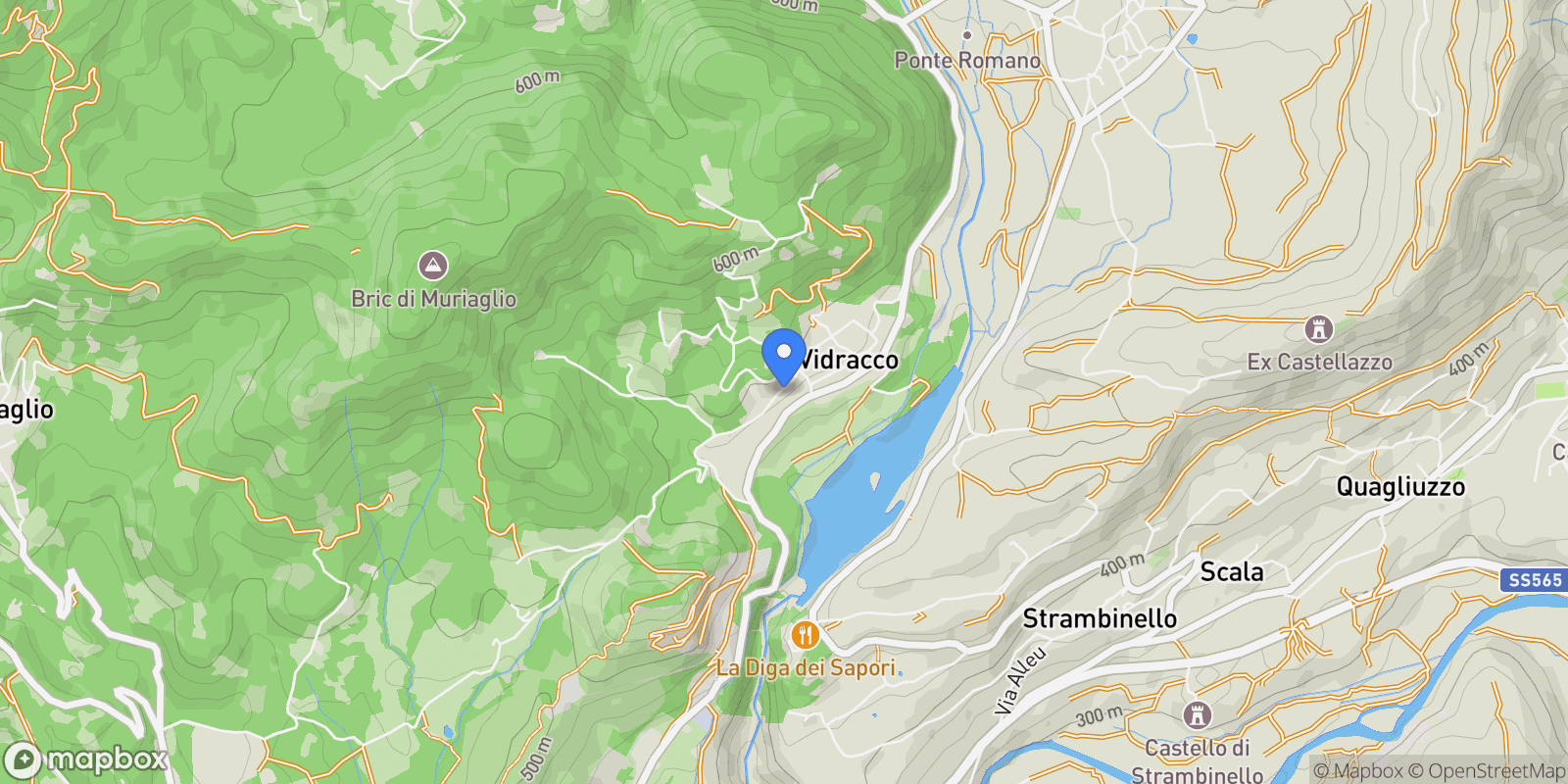 Map showing via Baldissero 19, Vidracco, Piedmont, Italy.