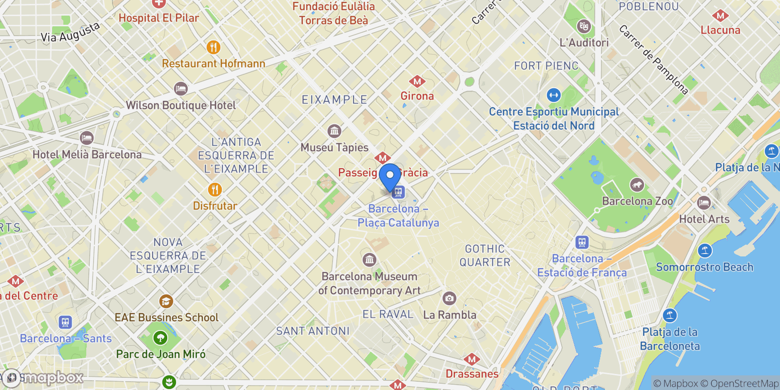 Map showing Barcelona, Spain, Eixample, Barcelona, Spain.