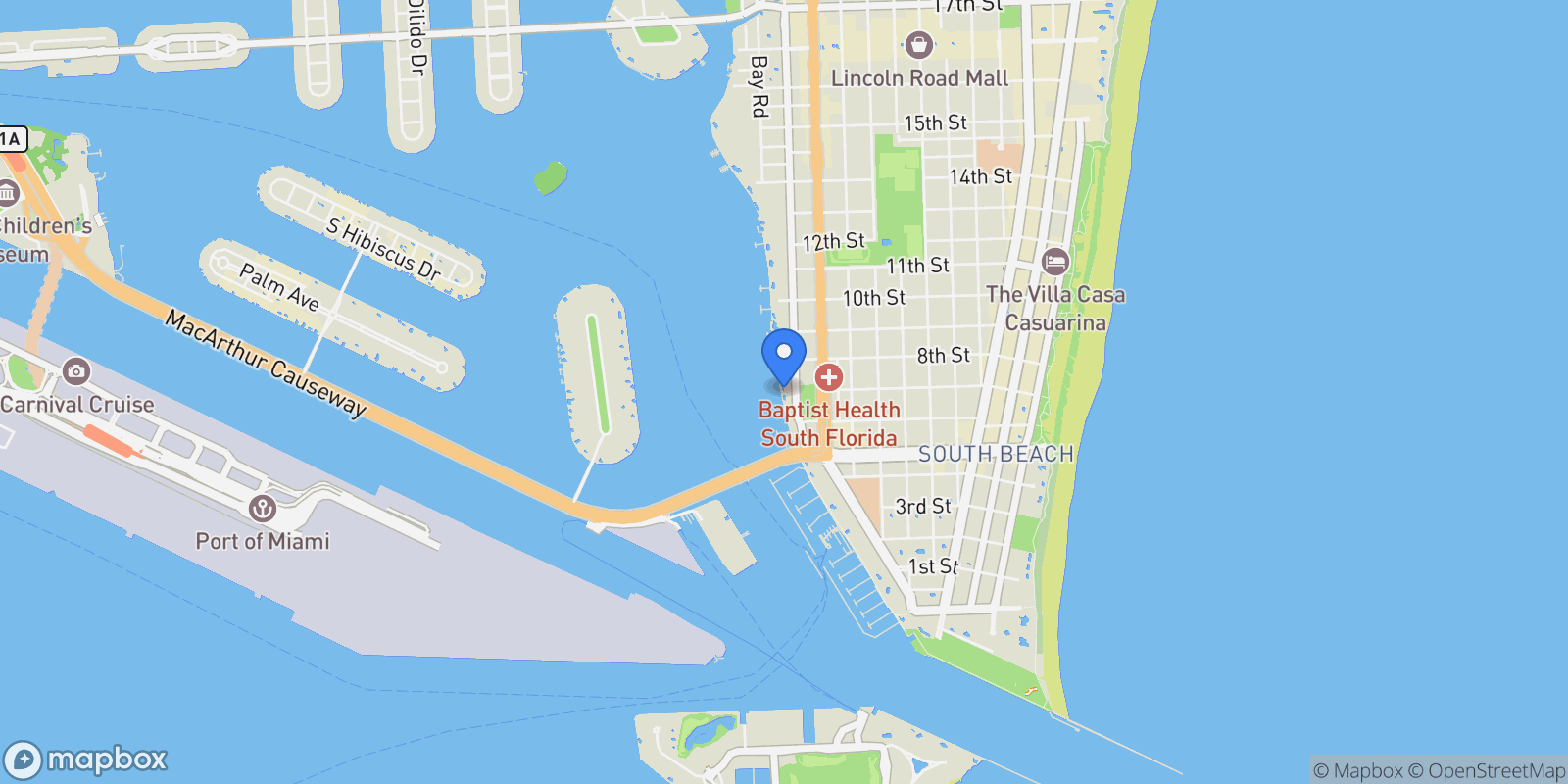 Map showing 650 West Ave 2511, Miami Beach, Florida, United States.