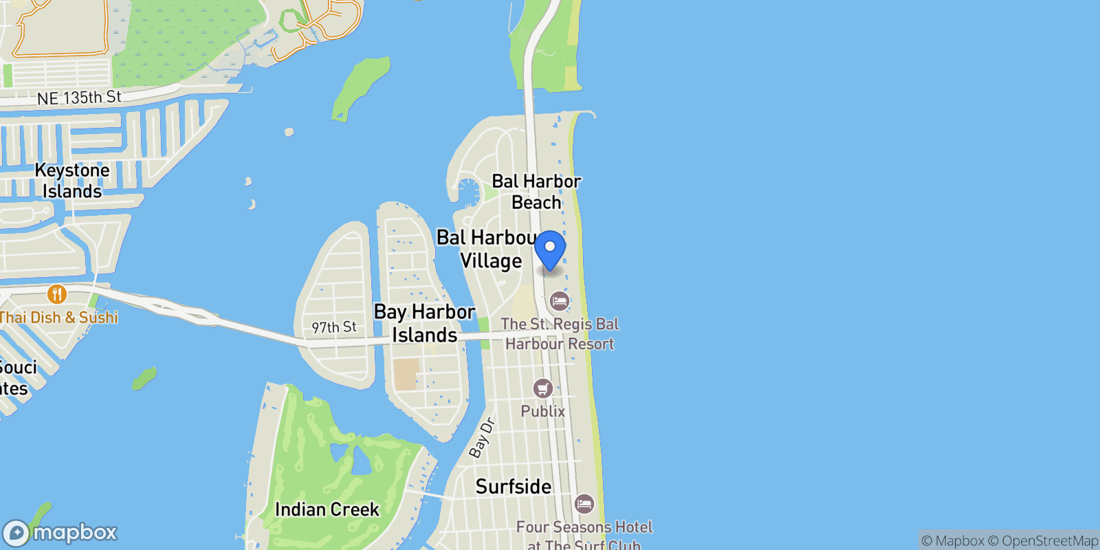 Map showing 9801 Collins Ave 20V, Bal Harbour, Florida, United States.