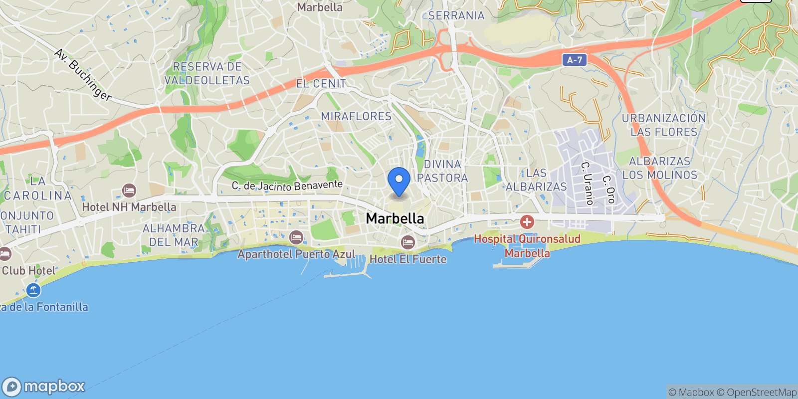 Map showing Marbella, Málaga, Marbella, Marbella, Andalusia, Spain.