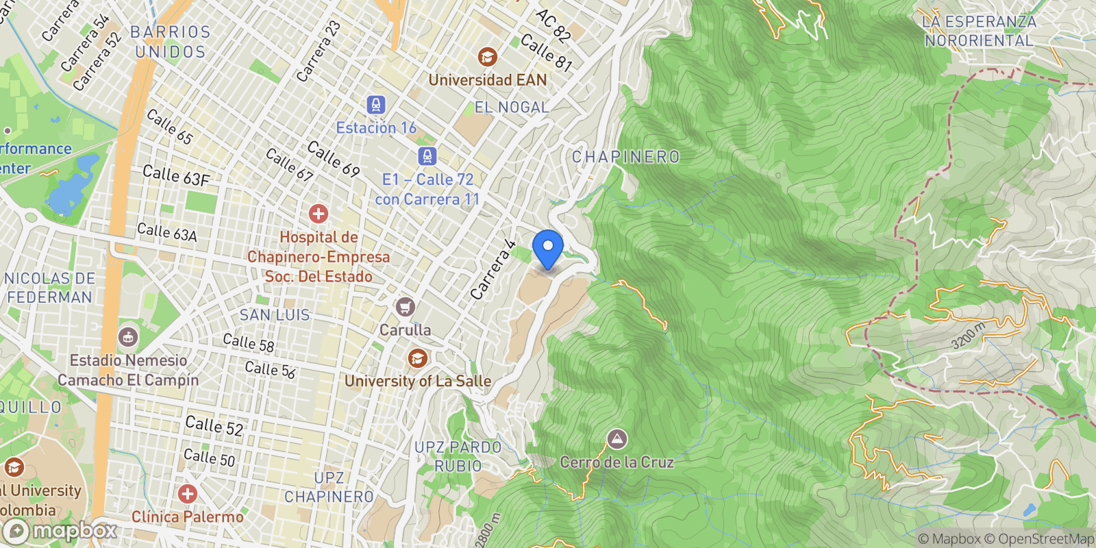 Map showing Bogotá AVENUE 1 # ESTE 70 38, Bogota, Bogotá, Colombia.