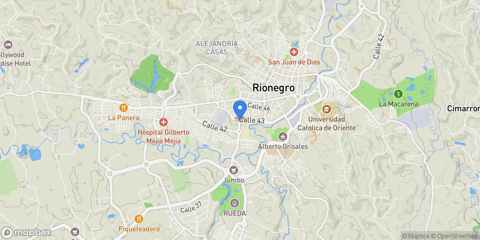 Map showing Rionegro TRANSVERSE 2 # 12, Rionegro, Antioquia, Colombia.