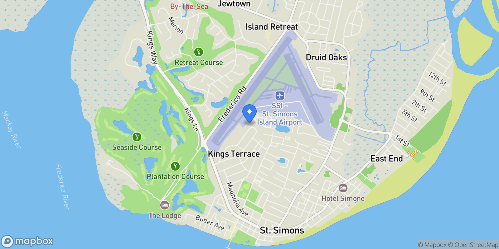 Map showing 409 Kelsall Avenue, Saint Simons Island, GA 31522, St. Simons, Georgia, United States.
