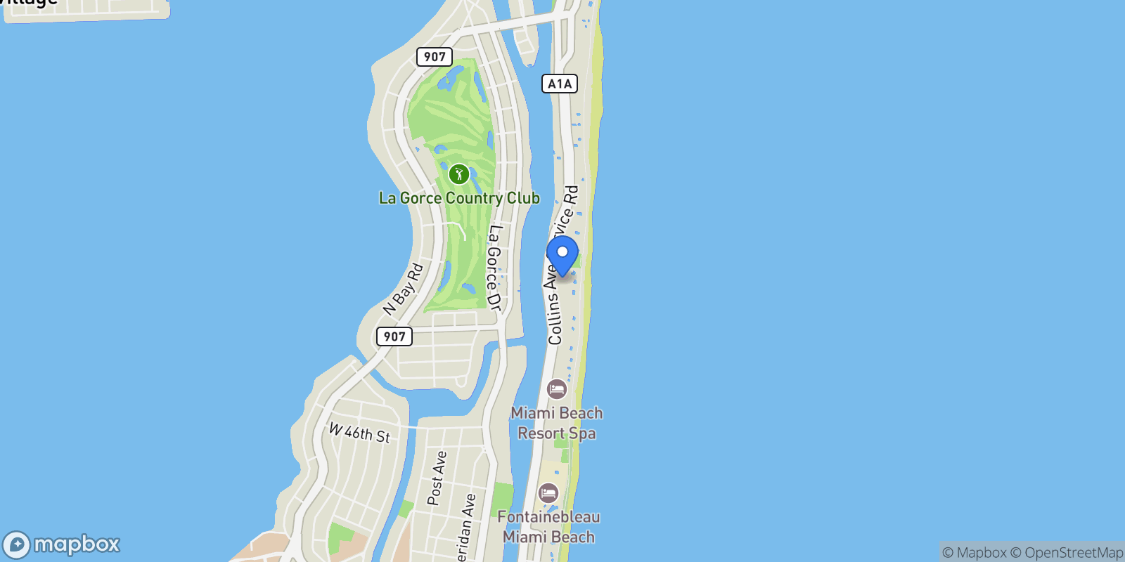 Map showing 5225 Collins Ave PH7, Miami Beach, Florida, United States.