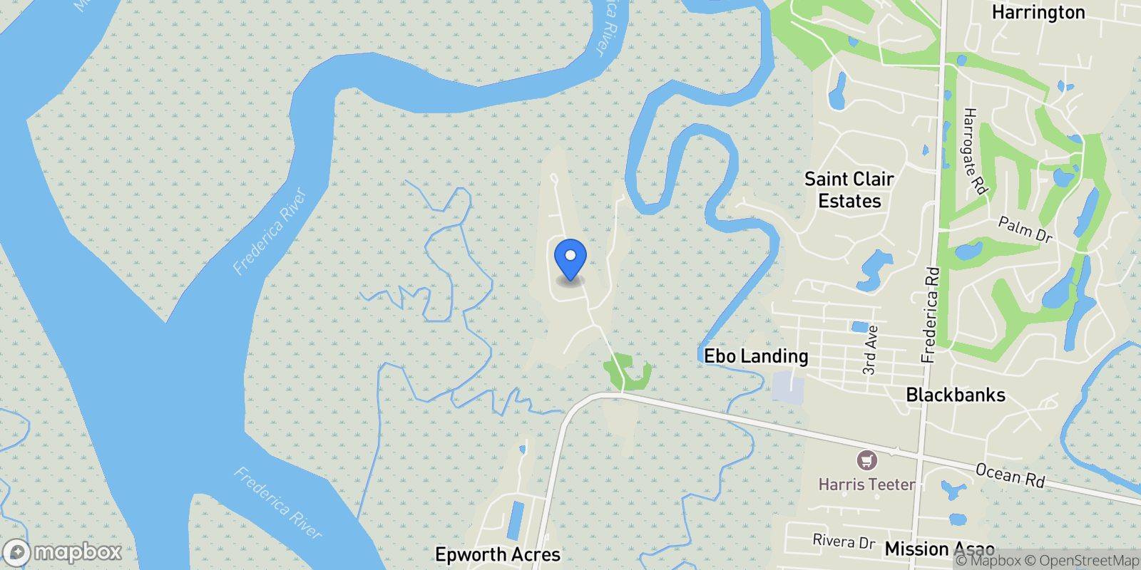 Map showing 303 Hawkins Island Drive, Saint Simons Island, GA 315222, St. Simons, Georgia, United States.