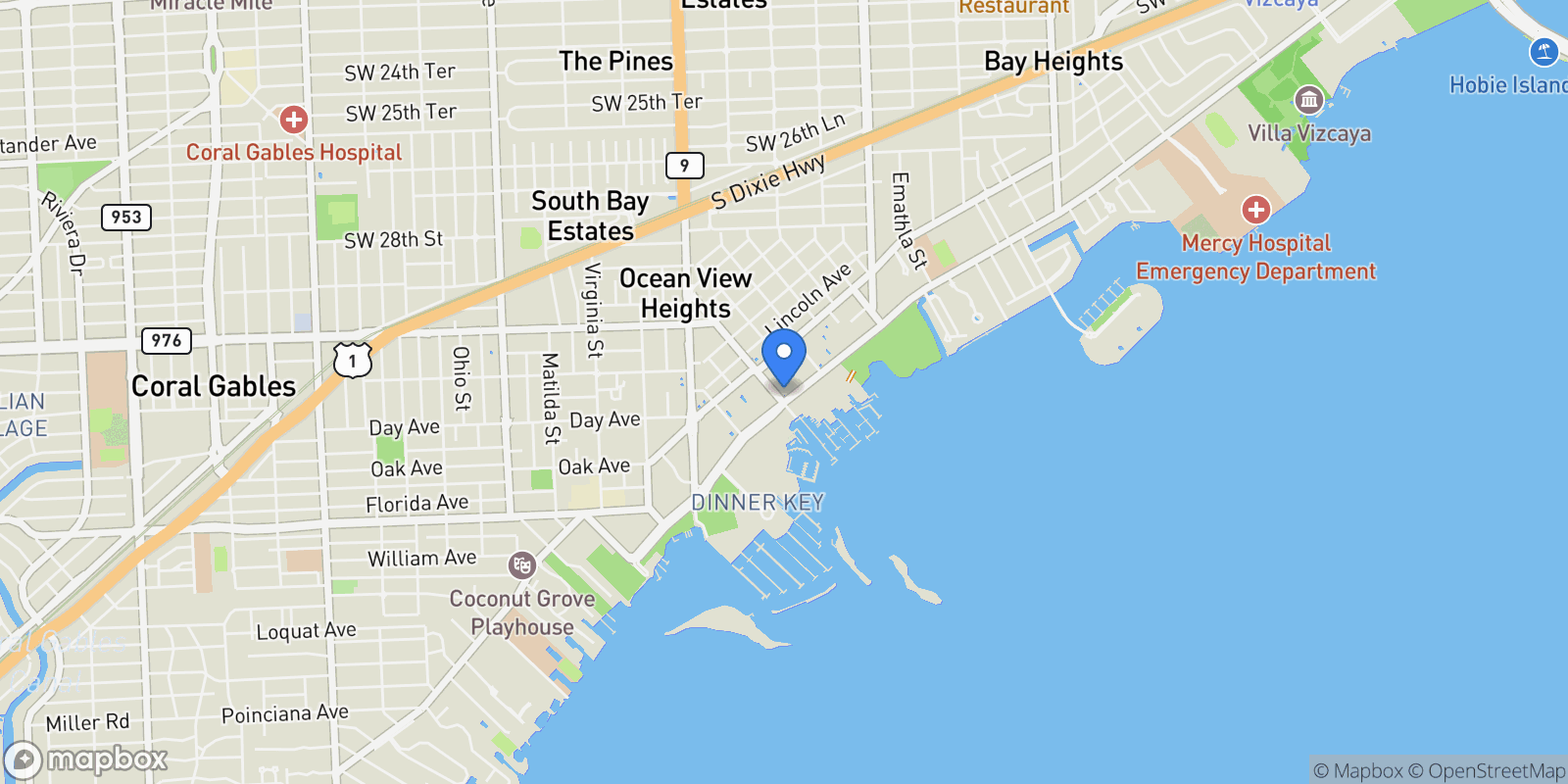 Map showing 2575 S Bayshore Dr 15B, Miami, Florida, United States.