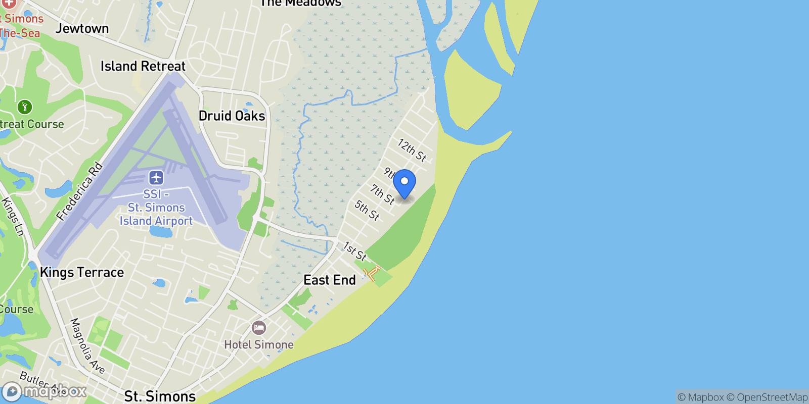 Map showing 1909 Dixon Lane, Saint Simons Island, GA 31522, St. Simons, Georgia, United States.