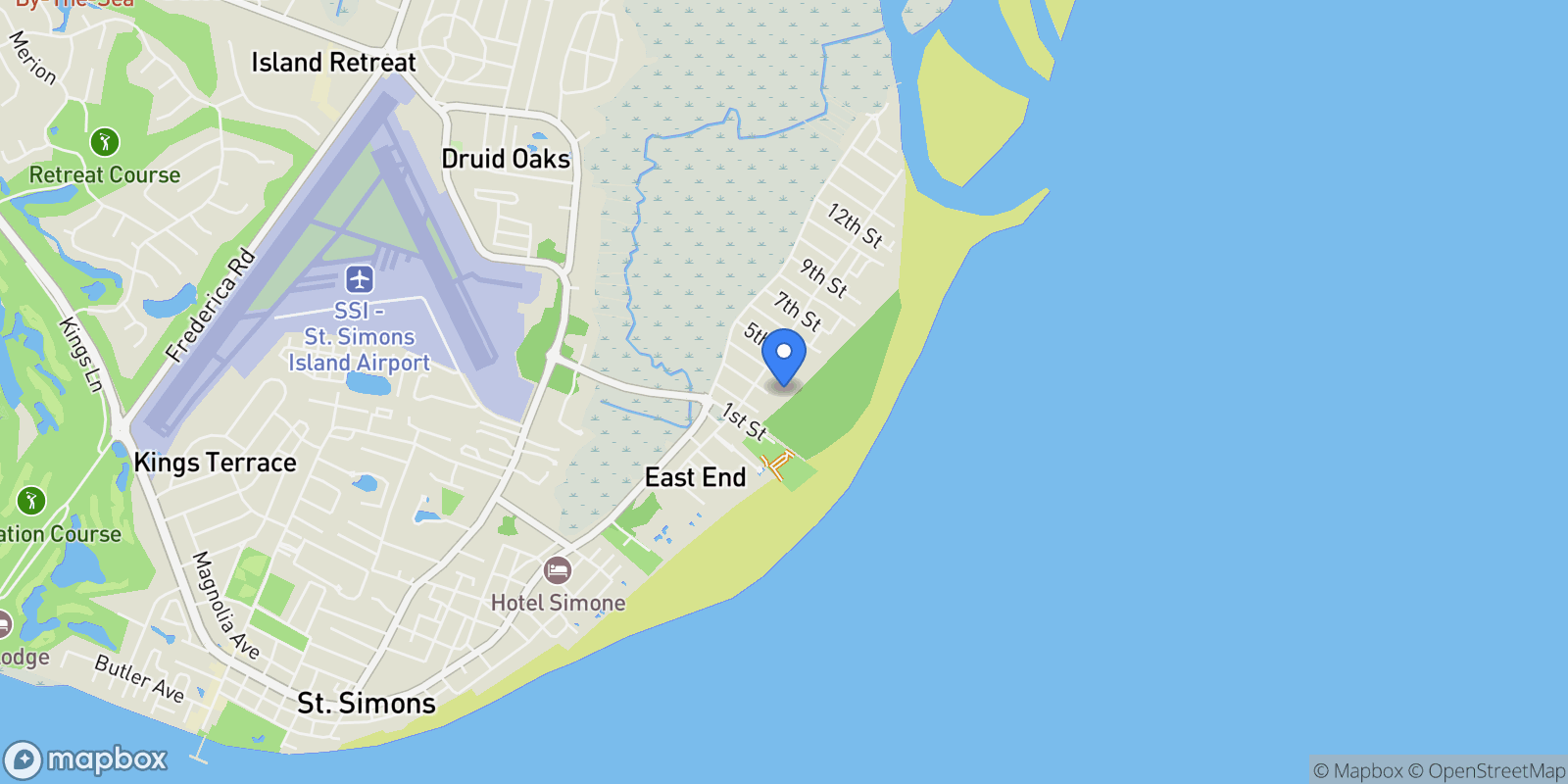 Map showing 1709 Dixon Lane, Saint Simons Island, GA 31522, St. Simons, Georgia, United States.