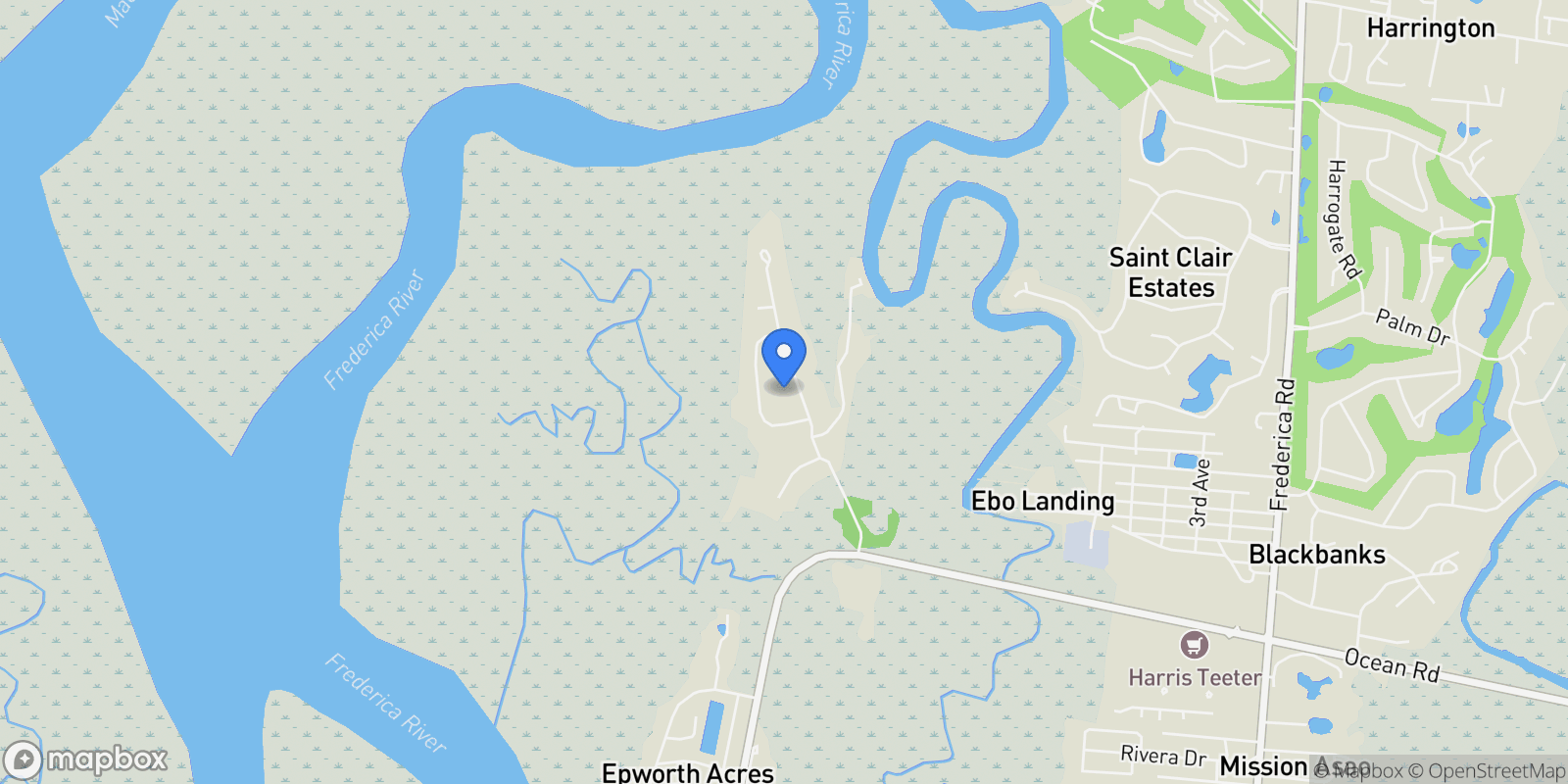 Map showing 305 Hawkins Island Drive, Saint Simons Island, GA 31522, St. Simons, Georgia, United States.