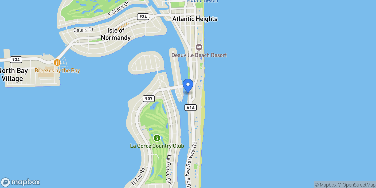 Map showing 6000 Indian Creek Dr 11B, Miami Beach, Florida, United States.