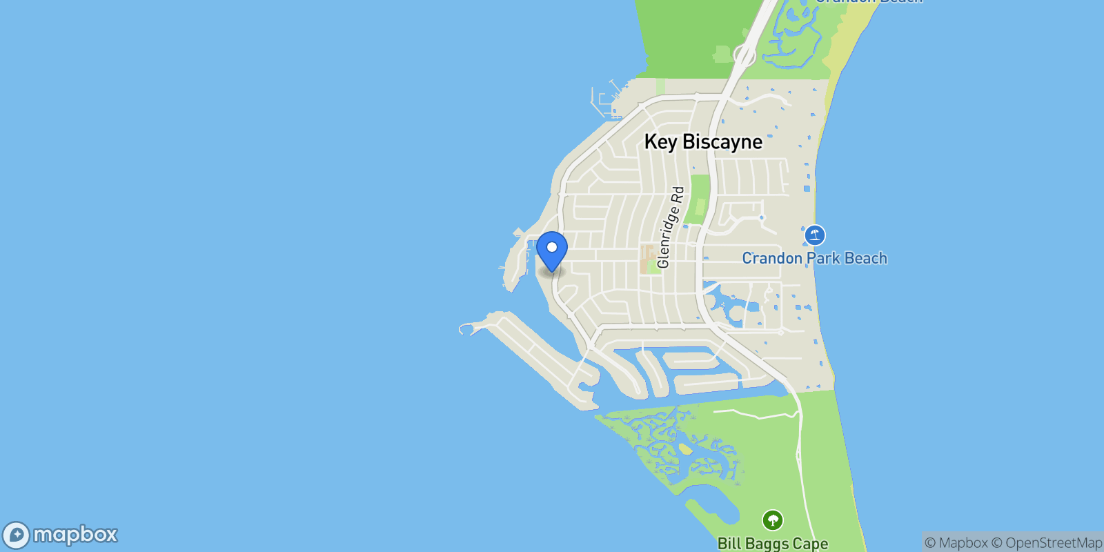Map showing 610 Harbor Cir, Key Biscayne, Florida, United States.