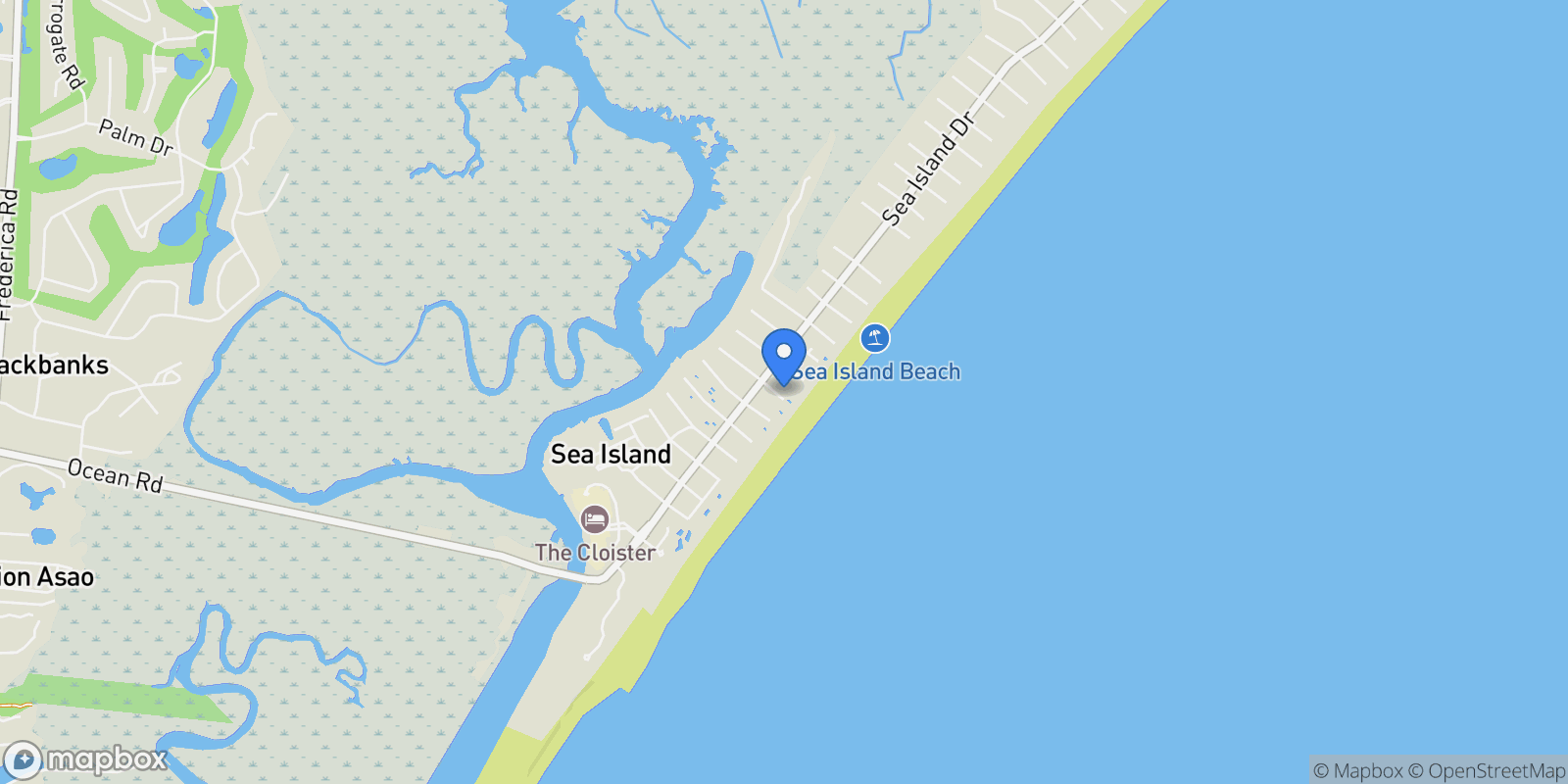 Map showing 114 East Tenth Street, Sea Island, GA 31561, Sea Island, Georgia, United States.