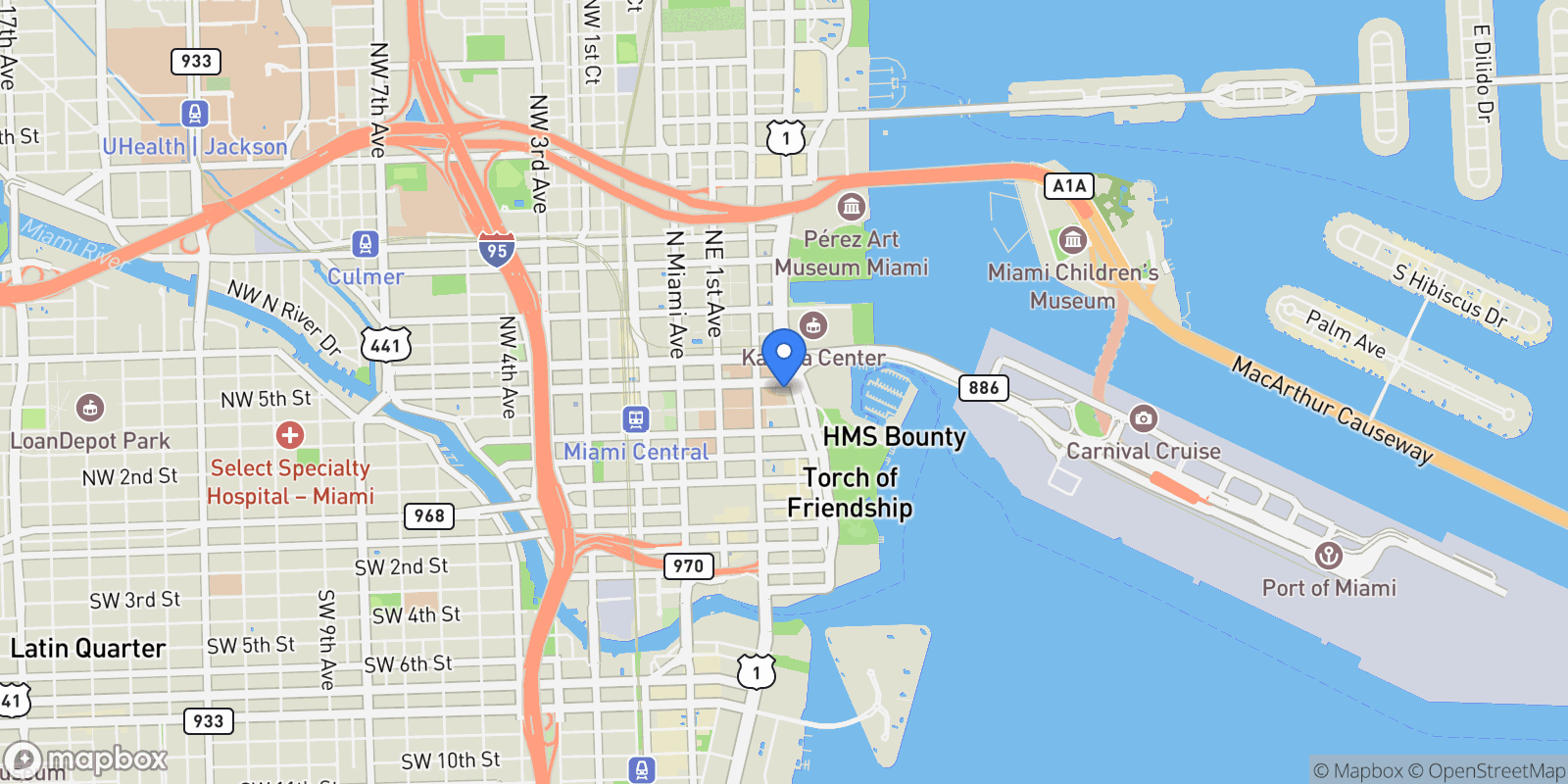 Map showing 398 NE 5th St 3017, Miami, Florida, United States.