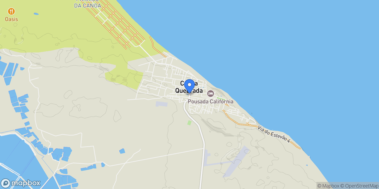 Map showing Canoa Quebrada, State of Ceará, Brazil.