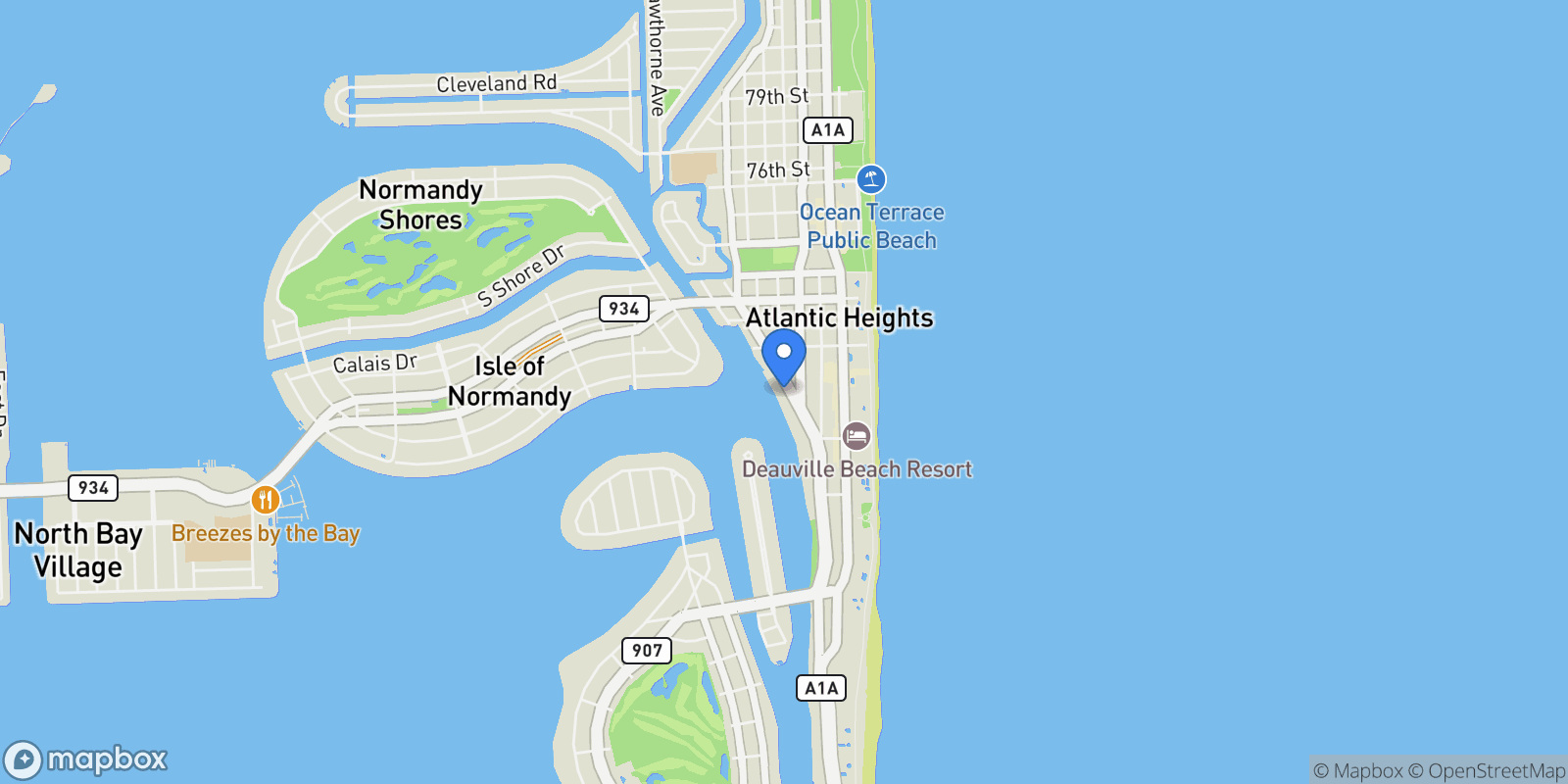 Map showing 6800 Indian Creek Dr 7B, Miami Beach, Florida, United States.