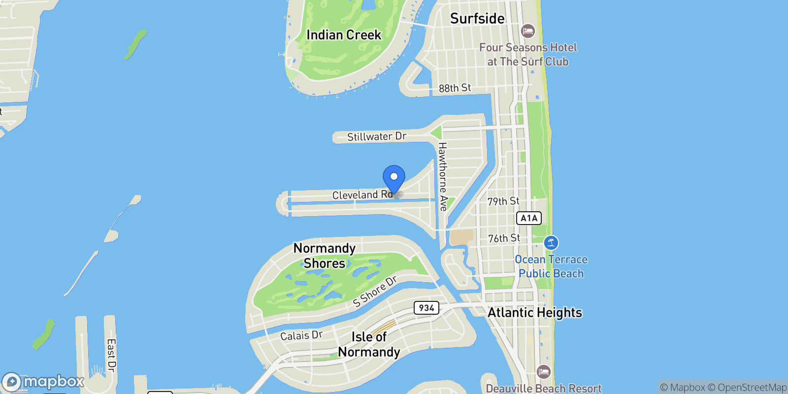 Map showing 1410 Cleveland Rd, Miami Beach, Florida, United States.