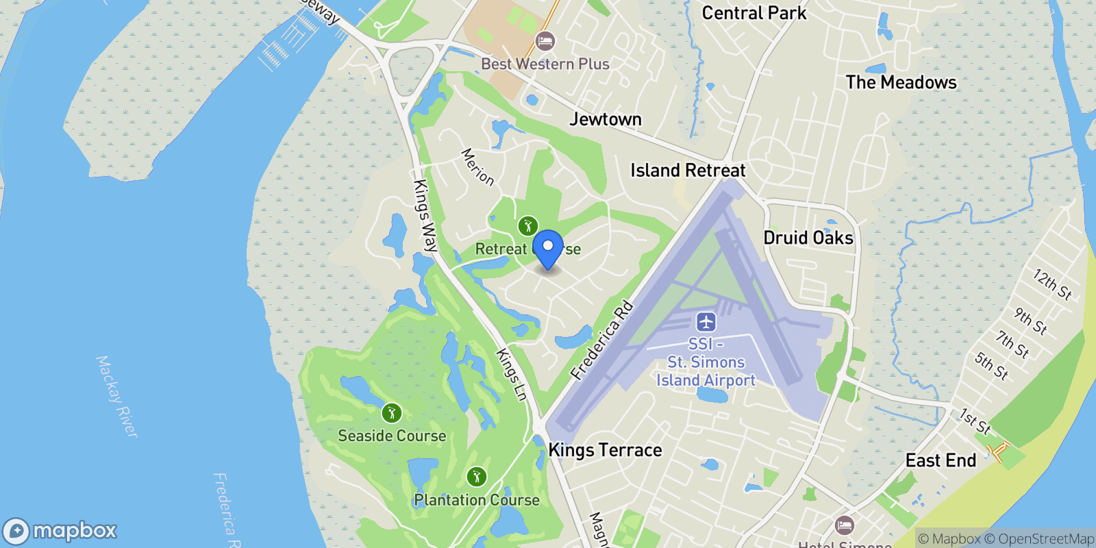 Map showing 137 Merion, Saint Simons Island, GA 31522, St. Simons, Georgia, United States.