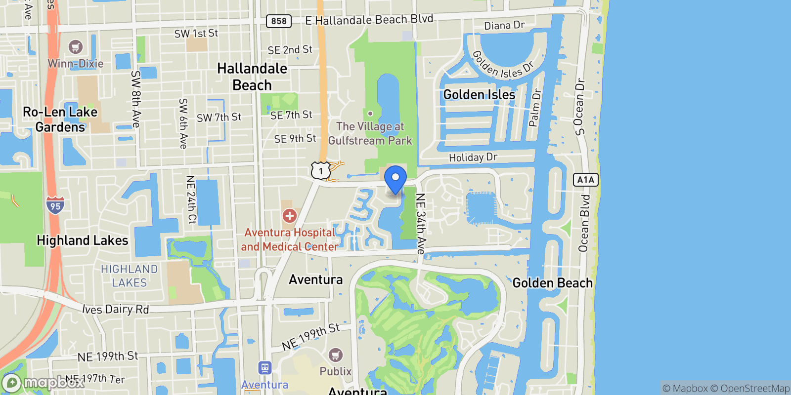 Map showing 21156 NE 33rd Ave, Aventura, Florida, United States.