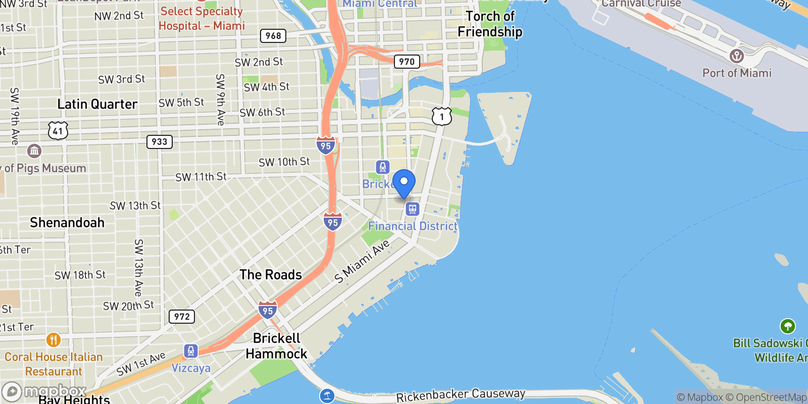Map showing 1300 S Miami Ave 4101, Miami, Florida, United States.