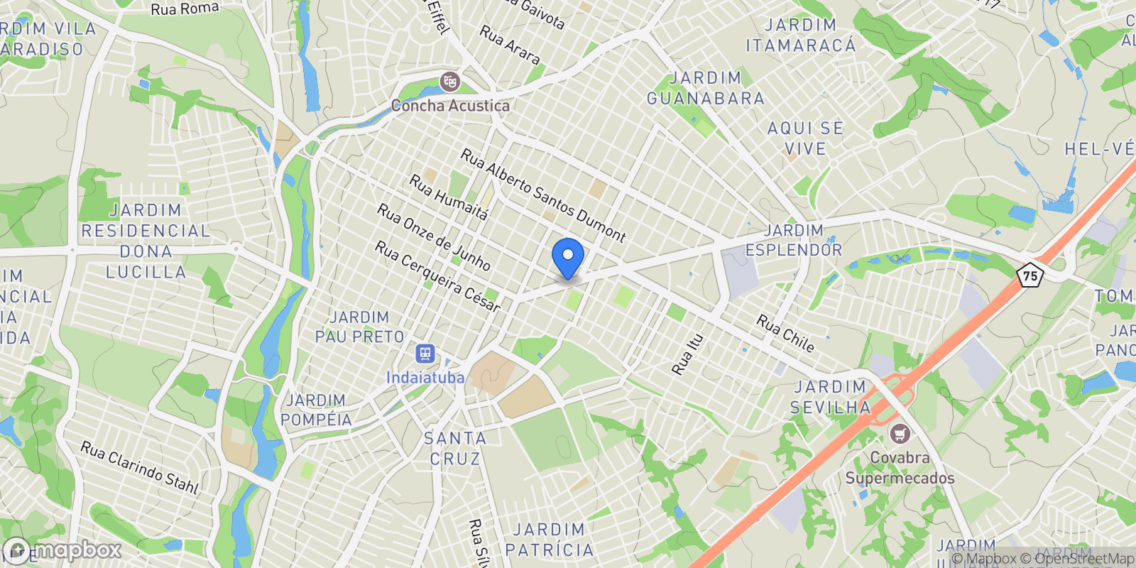 Map showing Indaiatuba, State of São Paulo, Brazil.