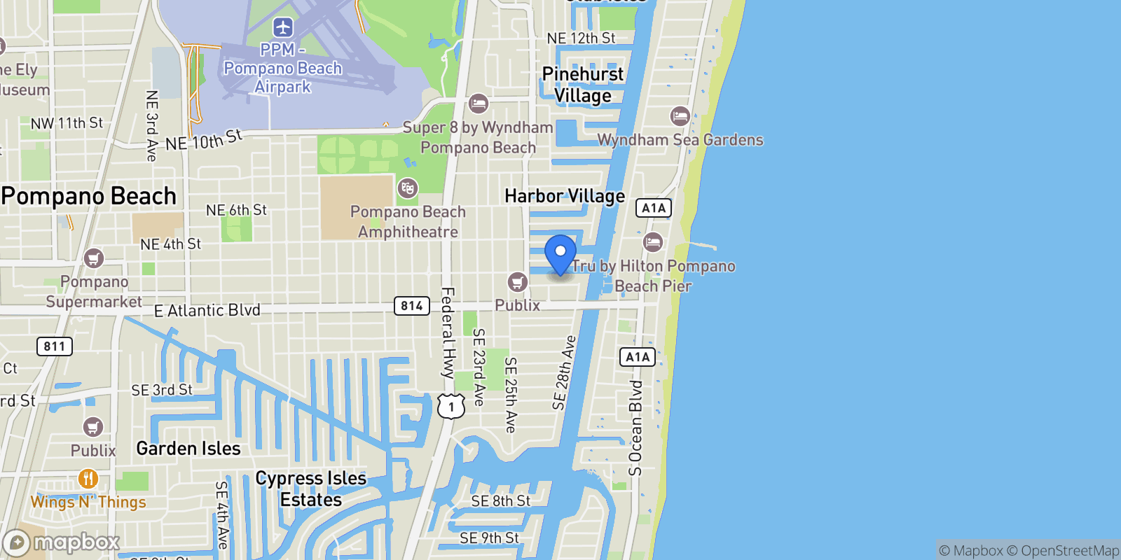 Map showing 2725 NE 1st St, Hillsboro Beach, Florida, United States.
